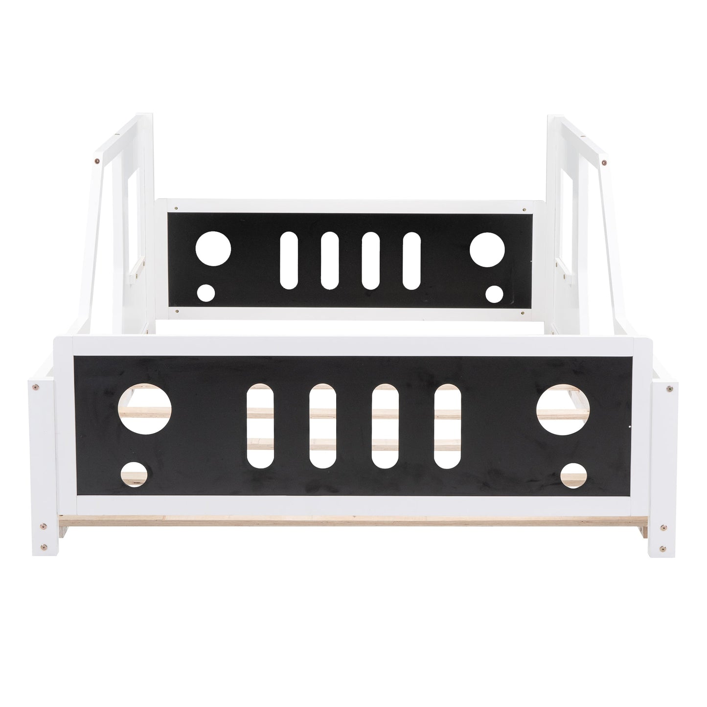 Full Size Classic Car-Shaped Platform Bed with Wheels White - Korvel