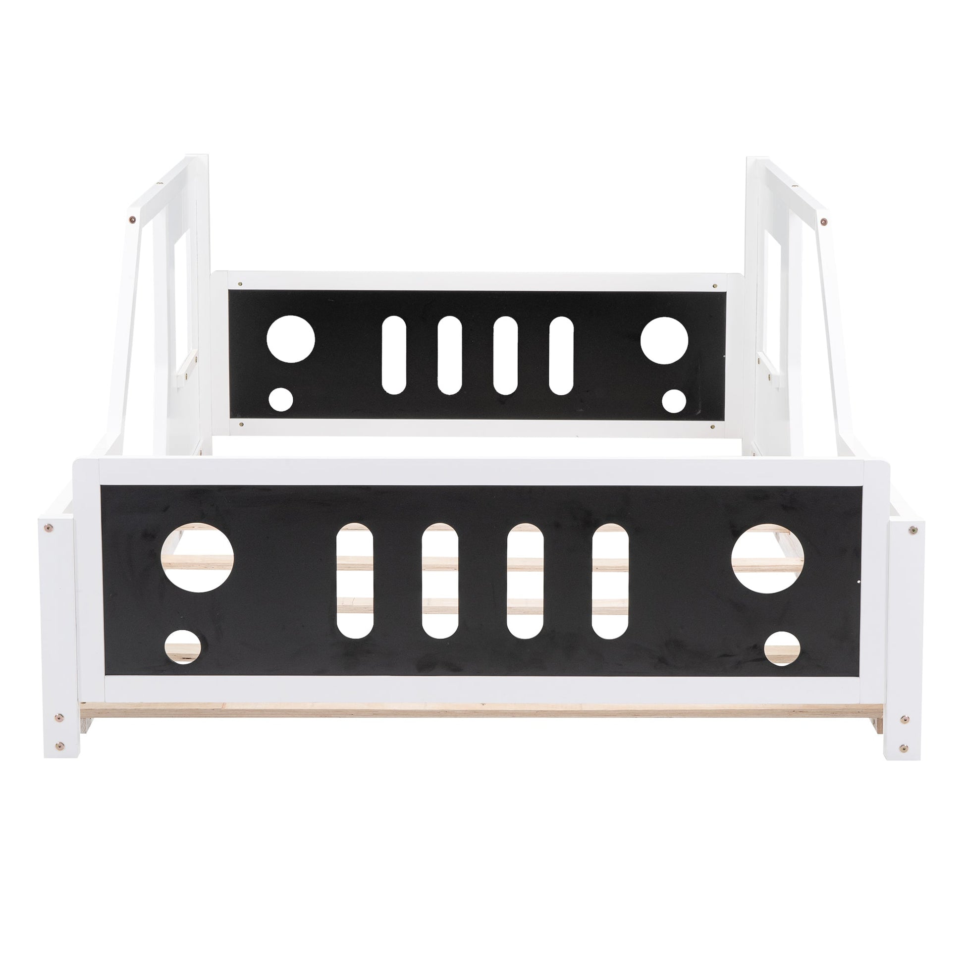 Full Size Classic Car-Shaped Platform Bed with Wheels White - Korvel
