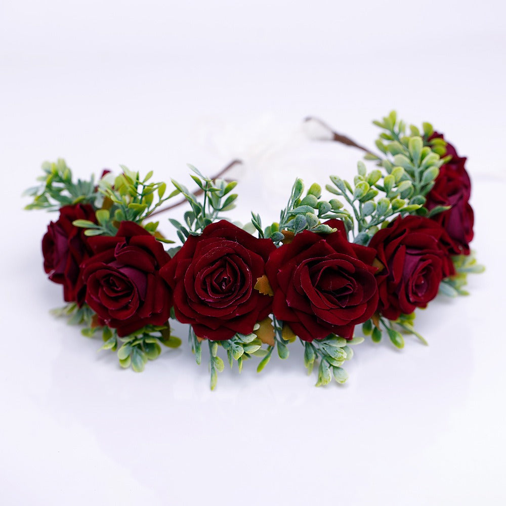 Handmade Velvet Flower Wreath - Adjustable Hair Accessory