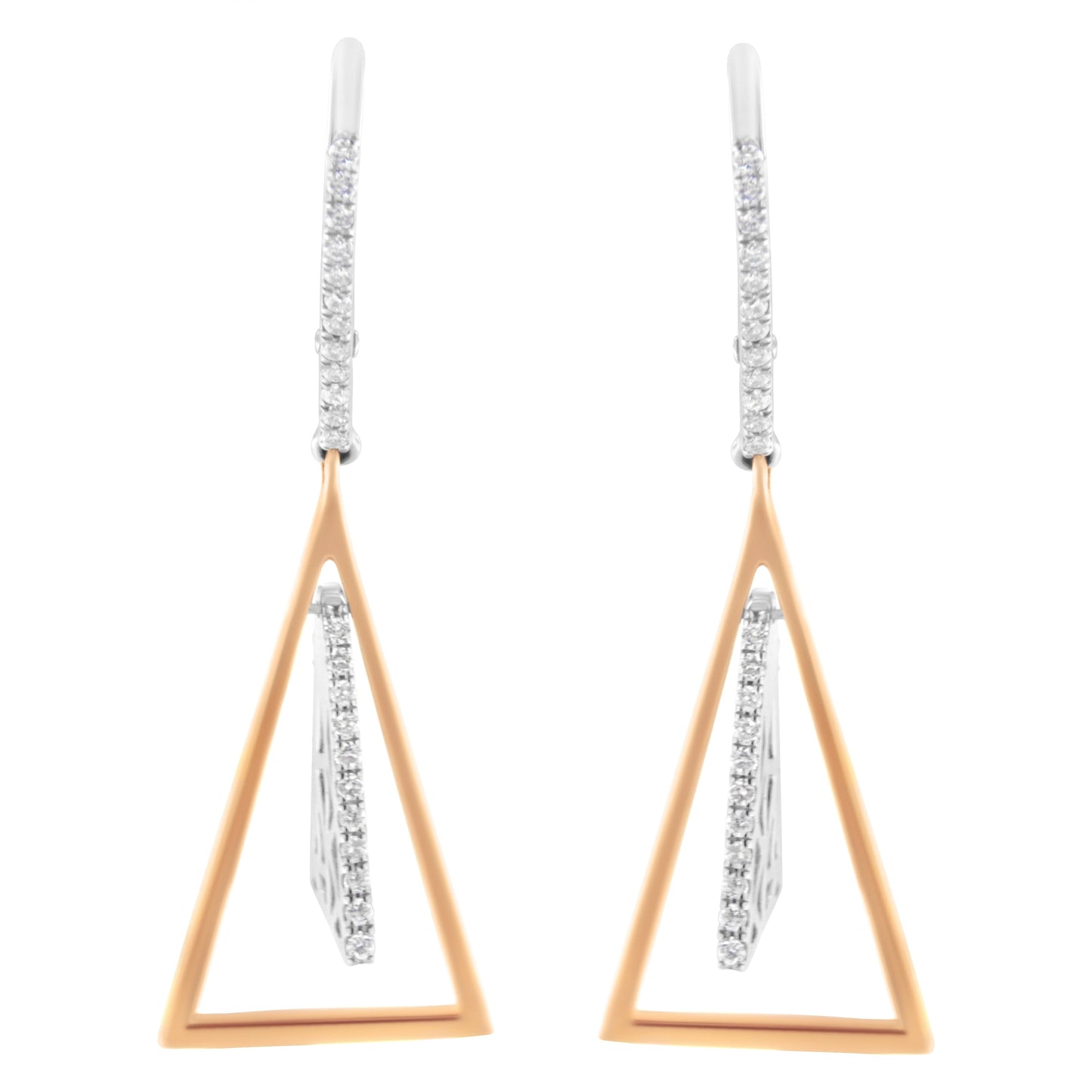 14K Rose and White Gold Diamond Windchime Drop Earrings