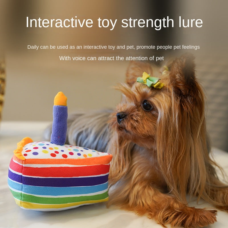 Pet Toy Birthday Cake Celebration Play Doll for Dogs with Sound and Chew Function Small Cake - Korvel