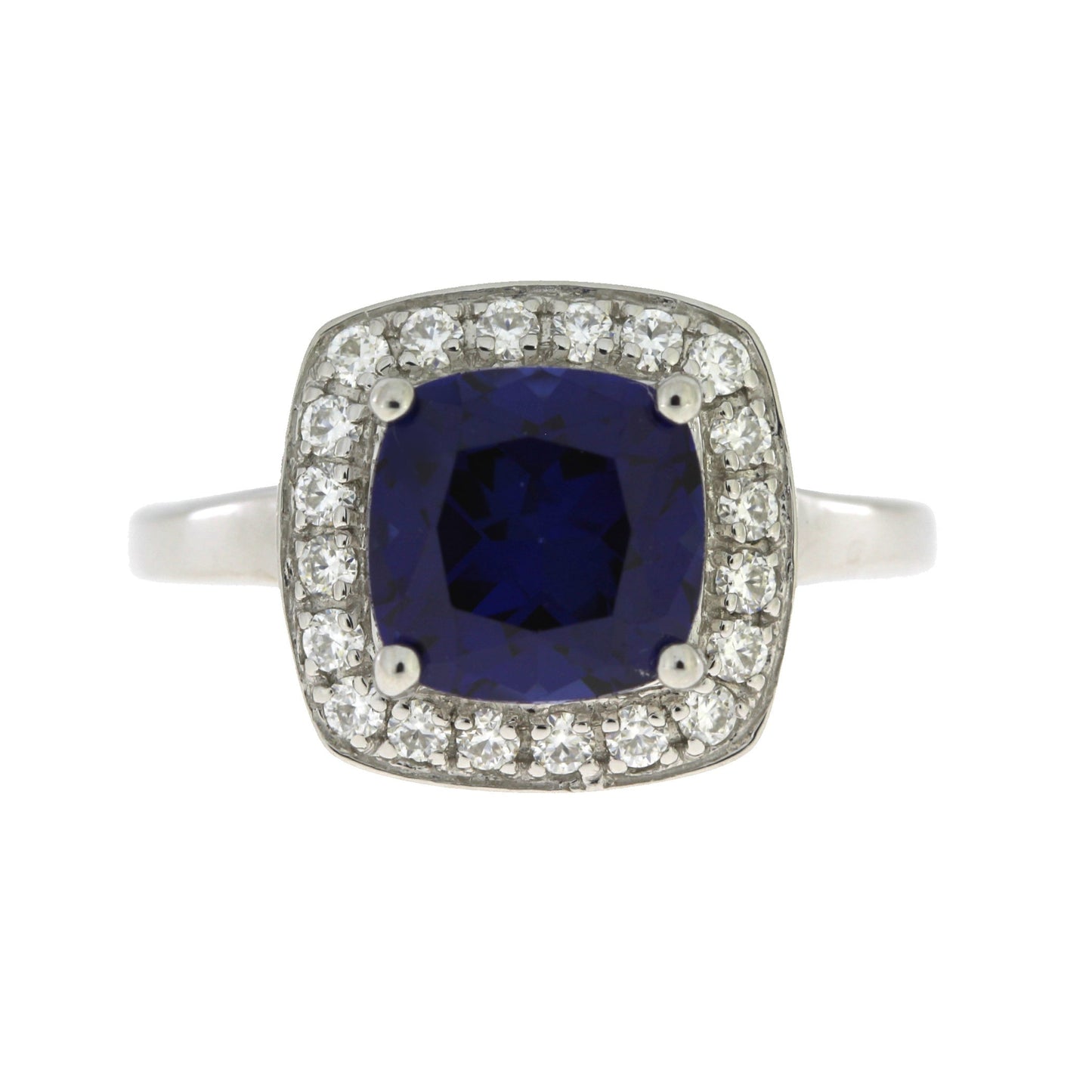 Anillo de Moissanita de Zafiro Creado en Plata Esterlina