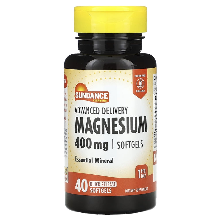 Sundance Vitamins Magnesio de Liberación Avanzada, 400 Mg, 40 Cápsulas Blandas