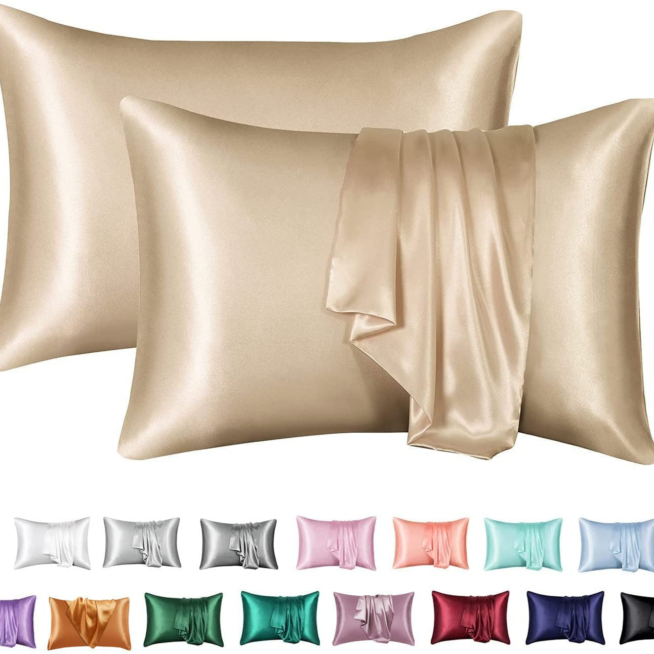 Simulation silk solid color polyester pillowcase envelope pillow pillow cases pillow pair multi-color - Korvel