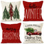 Housse de coussin en lin imprimée d'arbre de Noël pour décoration de vacances