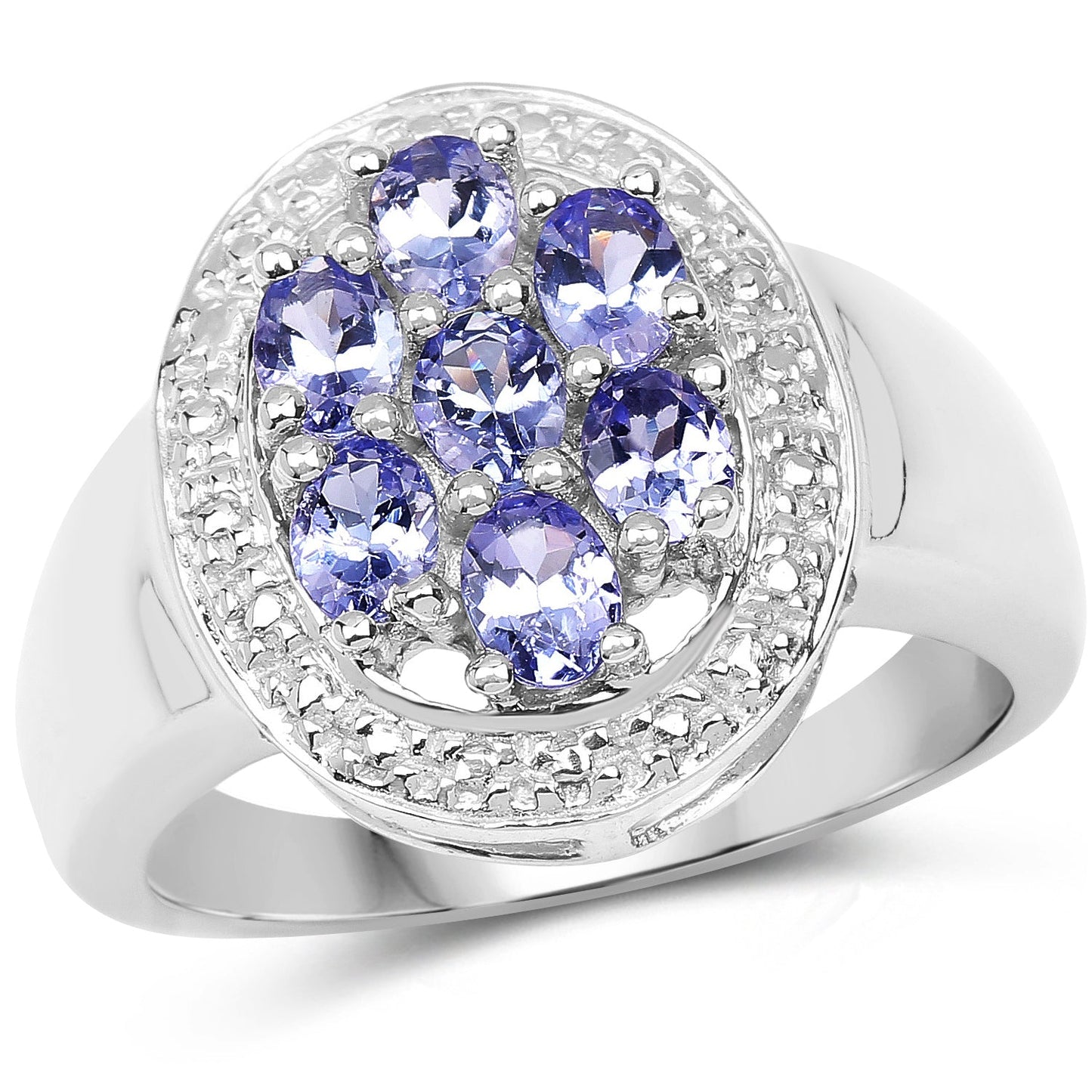 1.19 Carat Genuine Tanzanite .925 Sterling Silver Engagement Ring