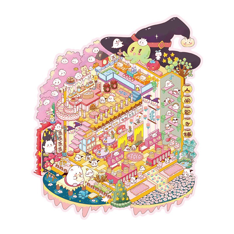 Landscape stickers large 3D stereoscopic scene collage miniature scene ledger stickers DIY stickers - Korvel