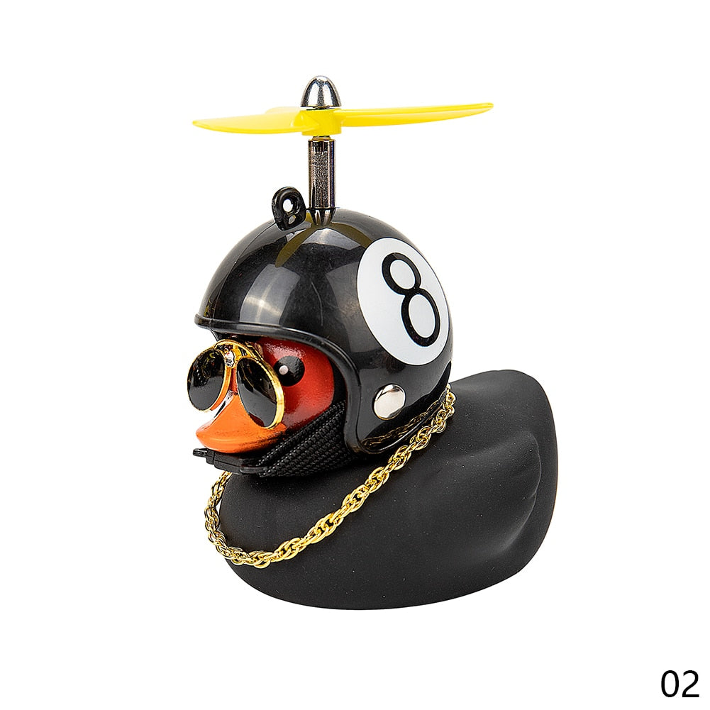 Car Duck with Helmet Broken Wind Small Yellow Duck Road Bike Motor Helmet Riding Cycling Car Accessories Decor Without Lights - Korvel
