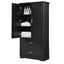 Tall Bathroom Storage Cabinet, Cabinet with Two Doors and Drawers, Adjustable Shelf, MDF Board, Black - Korvel