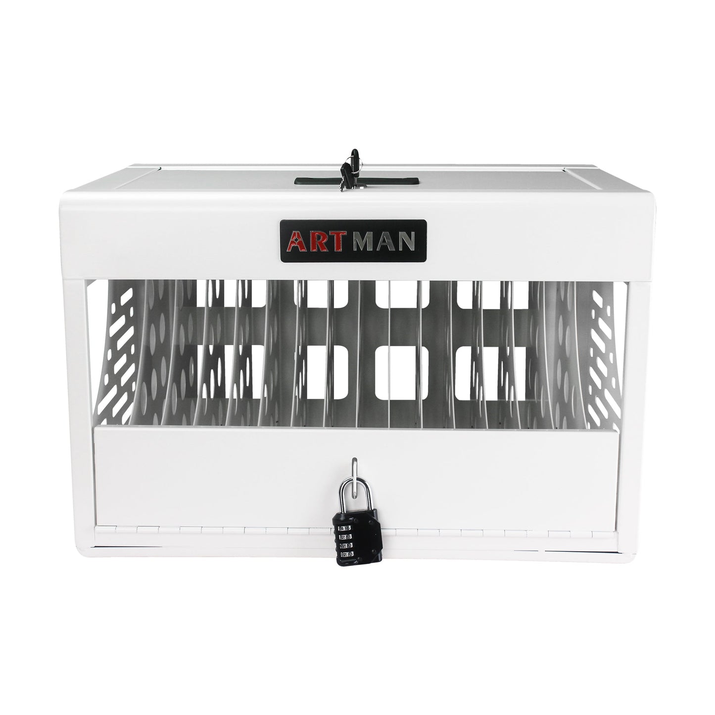 16 Bay Locking Charging Cabinet for Laptops and Chromebooks - White