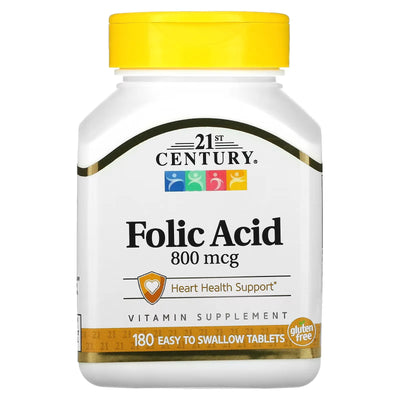 21st Century Folic Acid 0.8 Mg Tablets - 180 Count