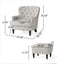 Modern light grey fabric club chair and Ottoman set, stylish cushioned armchair, paired with Ottoman style - Korvel