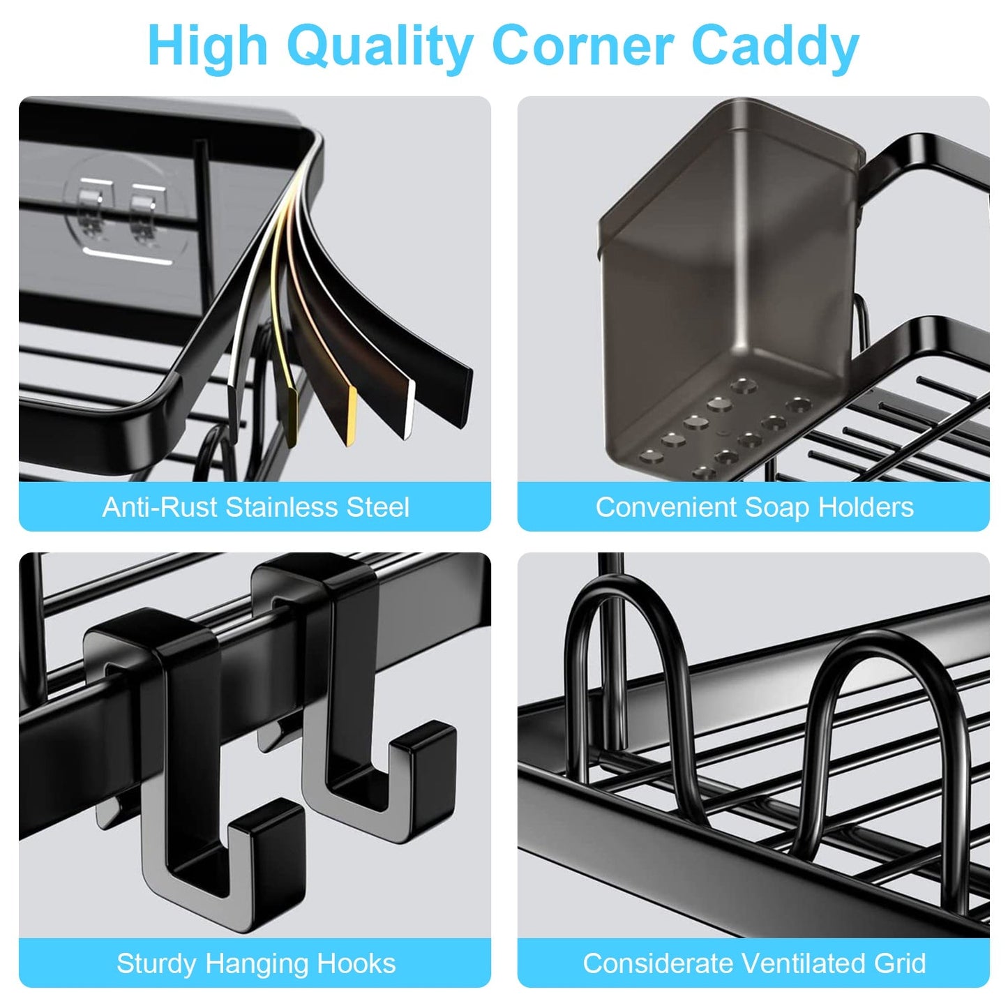 2-Piece Corner Shower Caddy Set - Anti-Rust Organizer