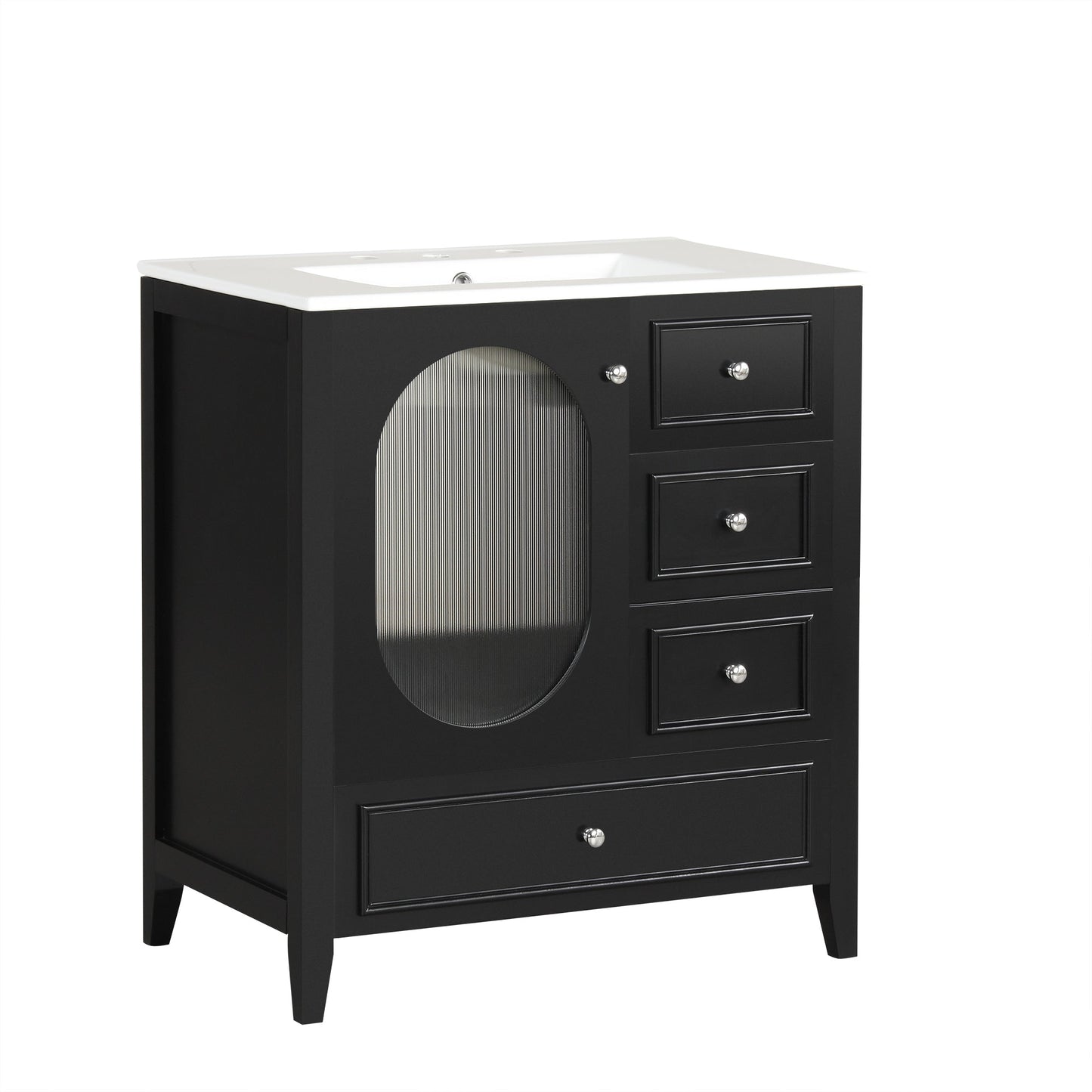 Meuble de salle de bain noir de 30" avec évier et rangement