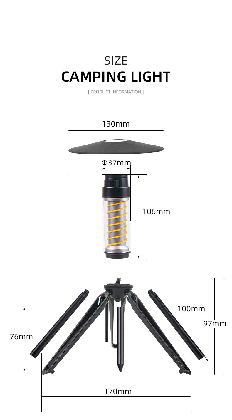 Lampe de camping portable pour extérieur avec trépied