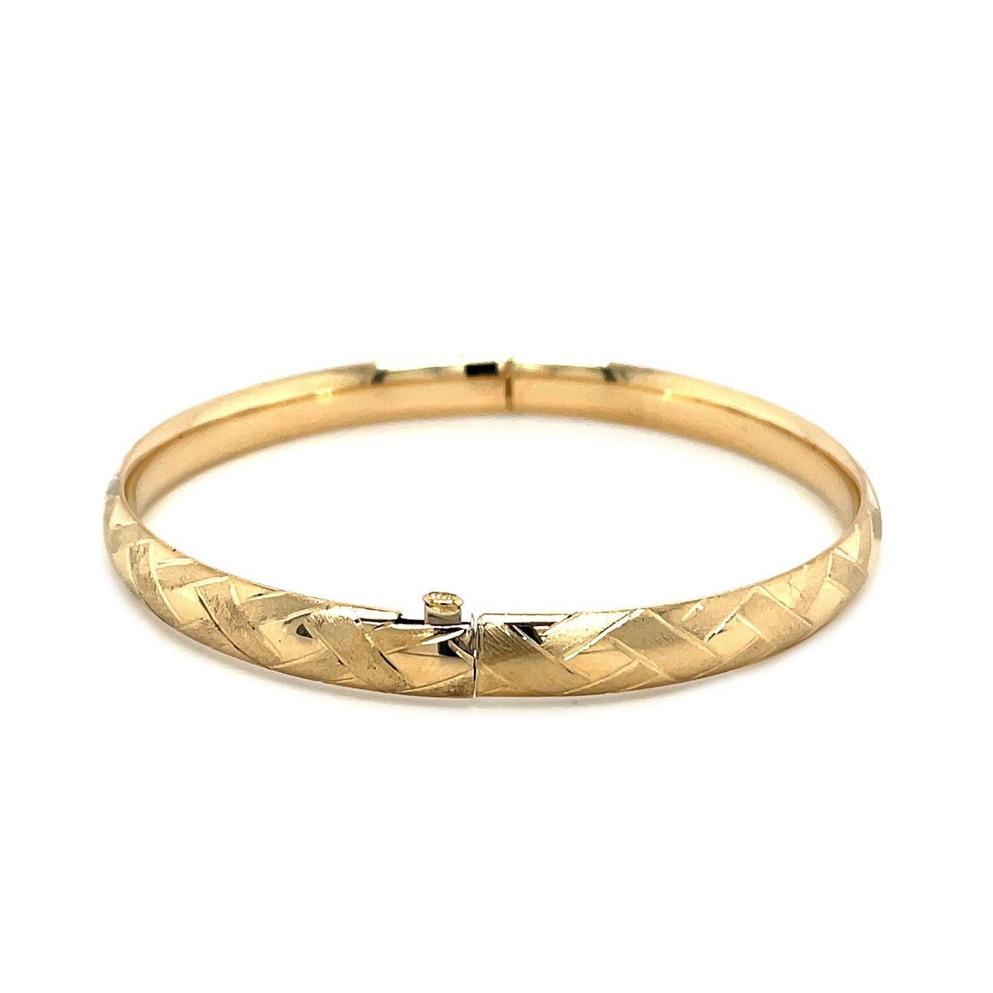 Brazalete Domado de Oro Amarillo de 14k con Motivo de Trenzado