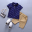 Conjunto de Camiseta y Pantalones Cortos con Estampado de Ancla para Bebés Niños Elegantes
