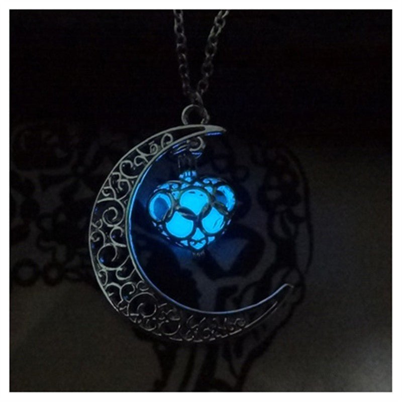 Collar de Pendiente Brillante con Cadena de Plata
