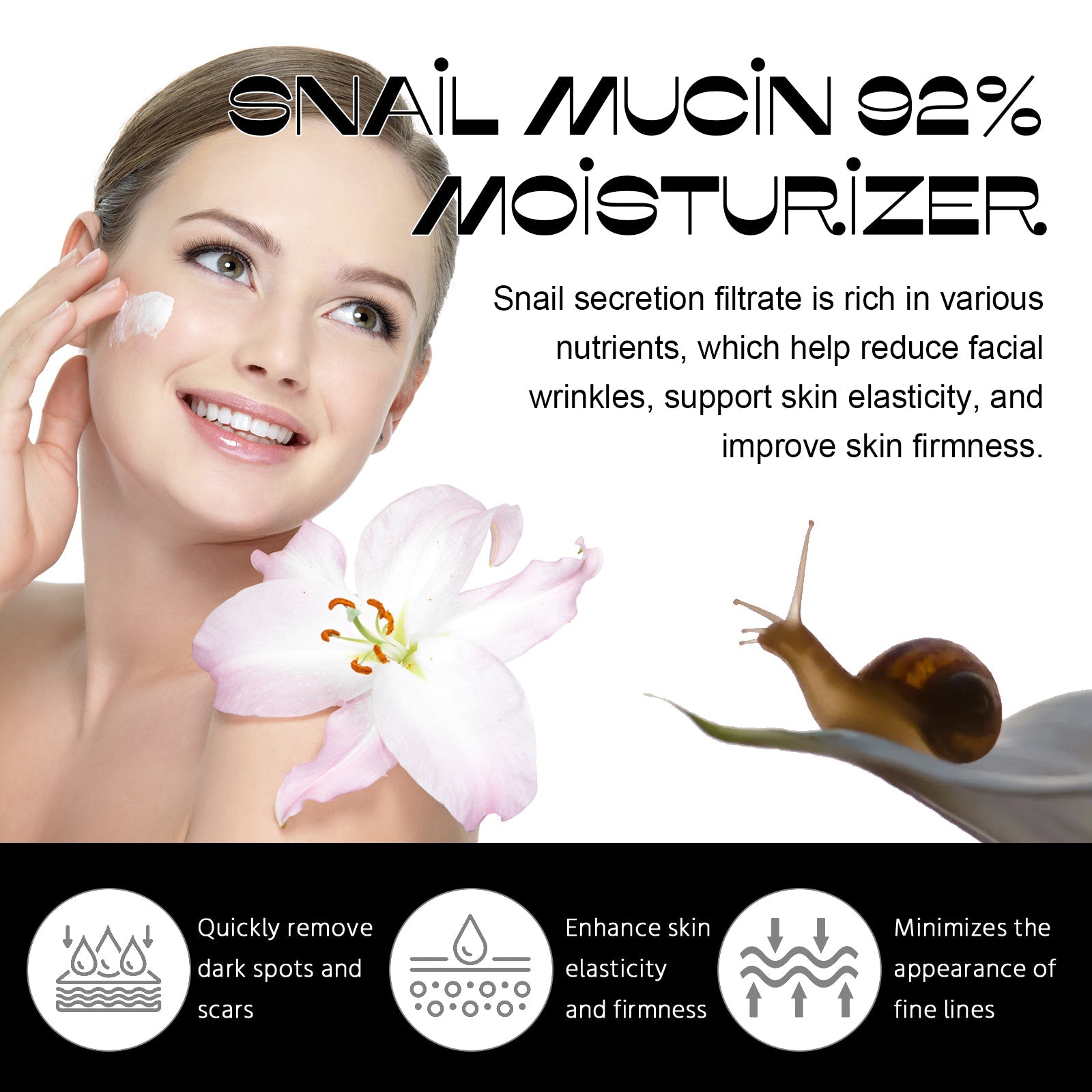 Snail Mucin 92% Moisturizer, Moisturizing And Smoothing Facial Wrinkles Firming And Elastic Skin Care Cream - Korvel