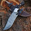 Handcrafted Damascus Steel Hunting Knife with Wenge Wood Handle - Korvel