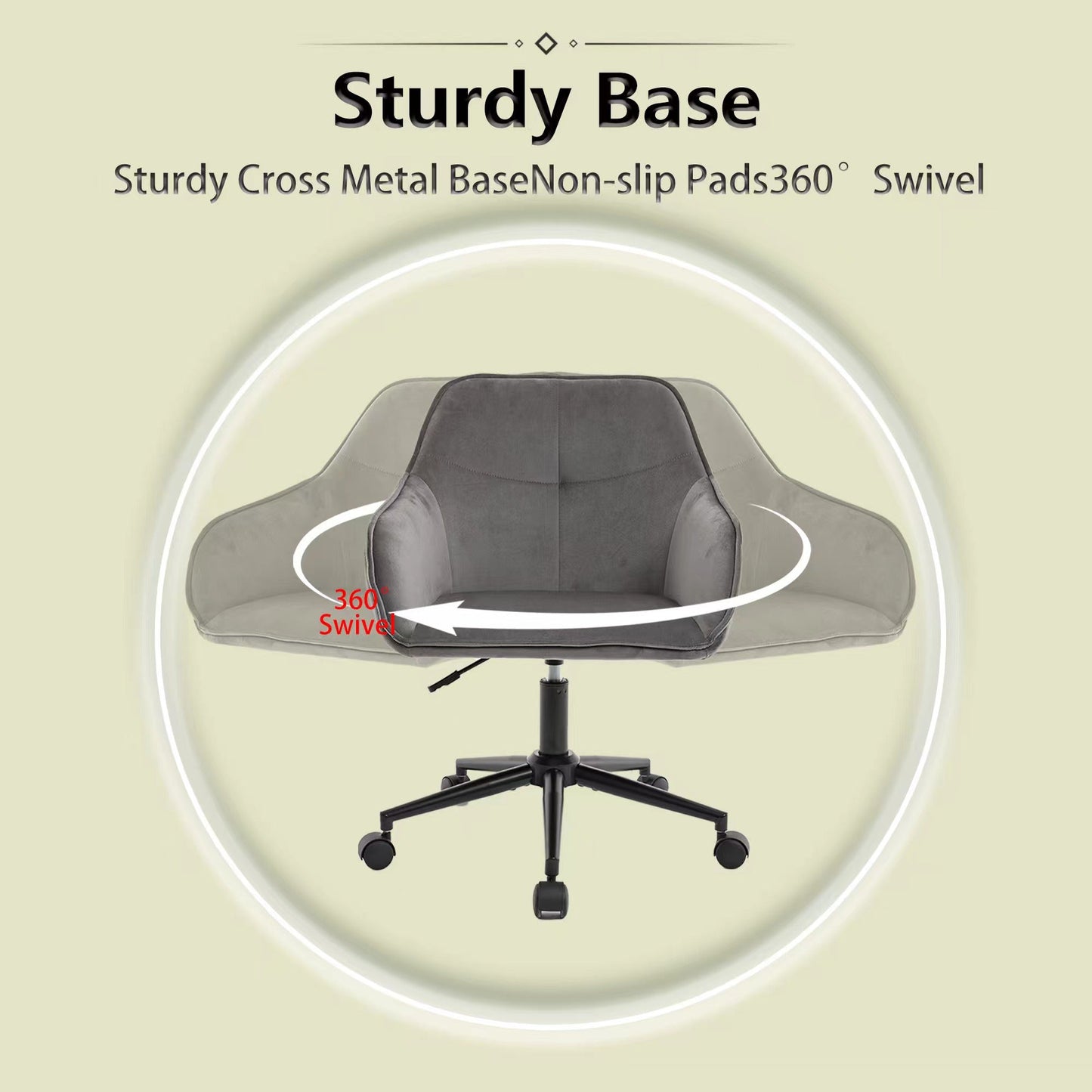 Velvet Office Desk Chair, Modern Home Desk Chair with Wheels , Vanity Chairs for Living Room, Bedroom,Study Room - Korvel