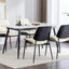 2-piece retro linen chair set with curved wooden backrest, cushioned seat, adjustable metal legs, (Beige PU) - Korvel