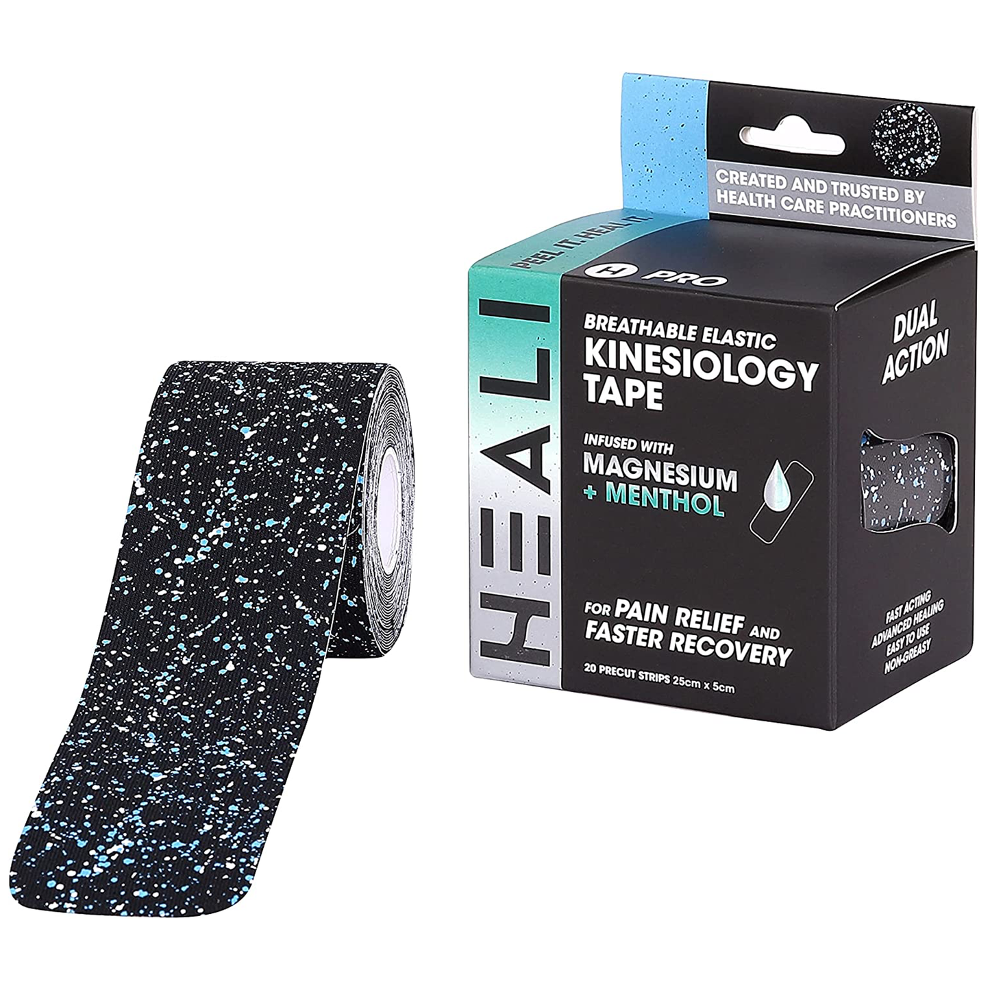 Premium Kinesiology Tape with Magnesium & Menthol - Blue Splatter