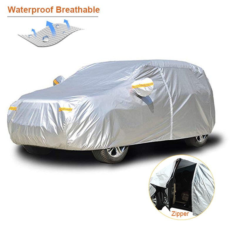 Kayme waterproof car covers outdoor sun protection cover for car reflector dust rain snow protective suv sedan hatchback full s - Korvel