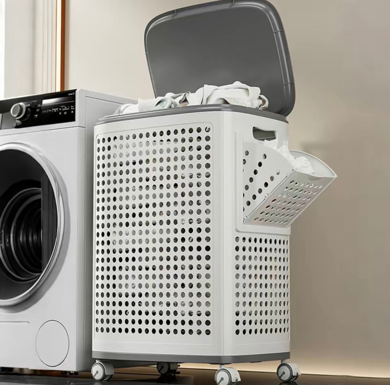 RollEase Modern Laundry Hamper with Wheels