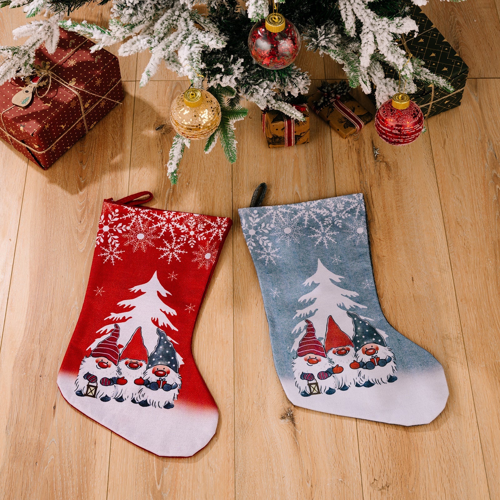Christmas Decorations Rudolf Printed Christmas Socks Children's Gift with Large Christmas Socks - Korvel