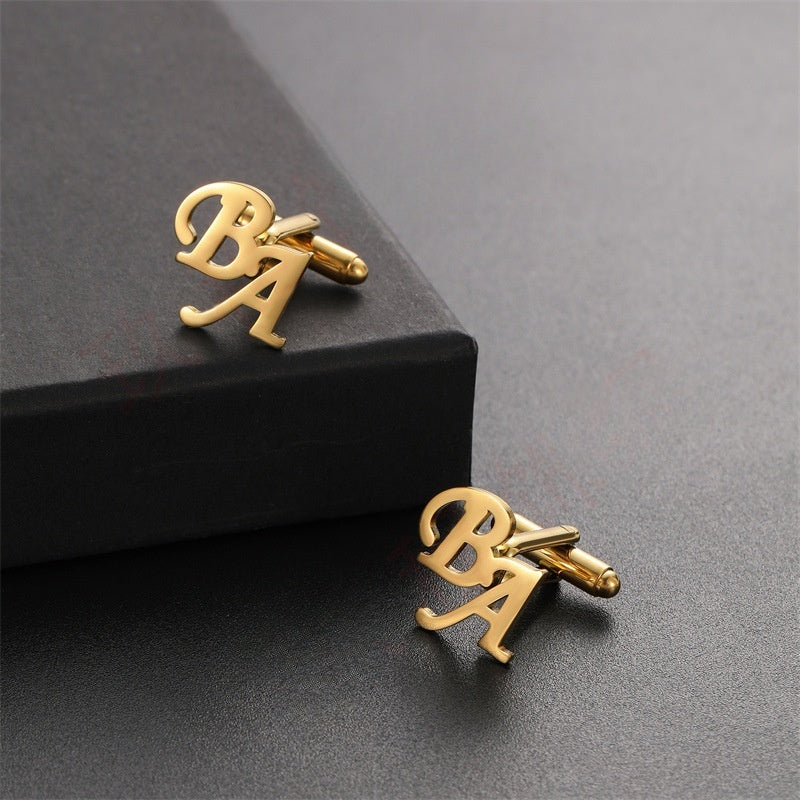 Custom French Cufflinks with English Letters