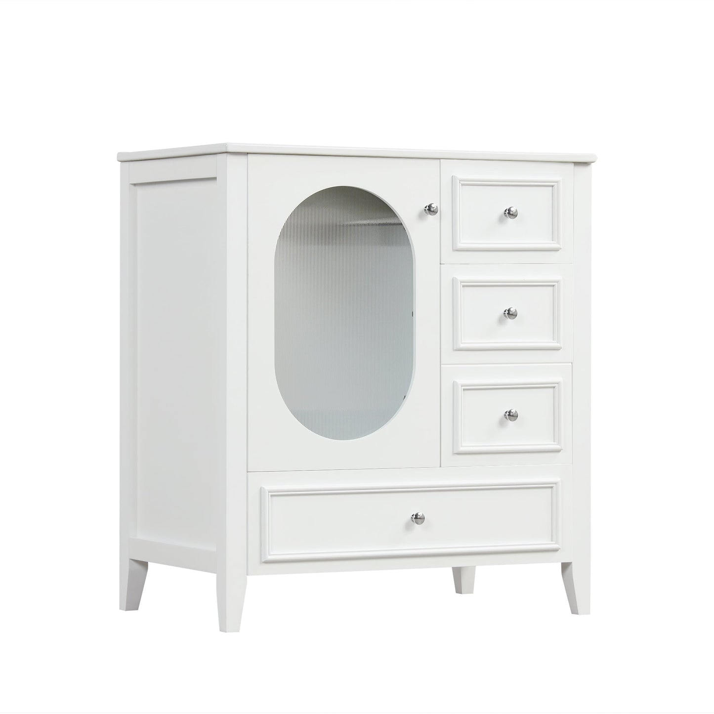 30" Bathroom Vanity with Sink, Bathroom Vanity Cabinet with Three Drawers and Door, Solid Wood and MDF, White - Korvel