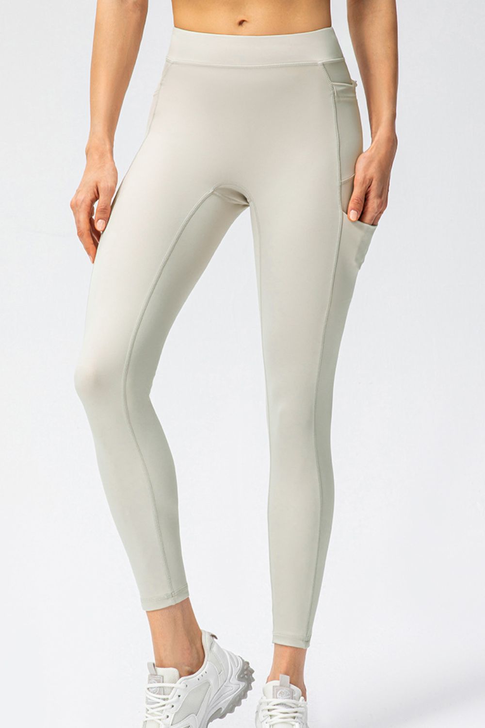 Pantalons de sport longs taille haute slim fit grande taille avec poches