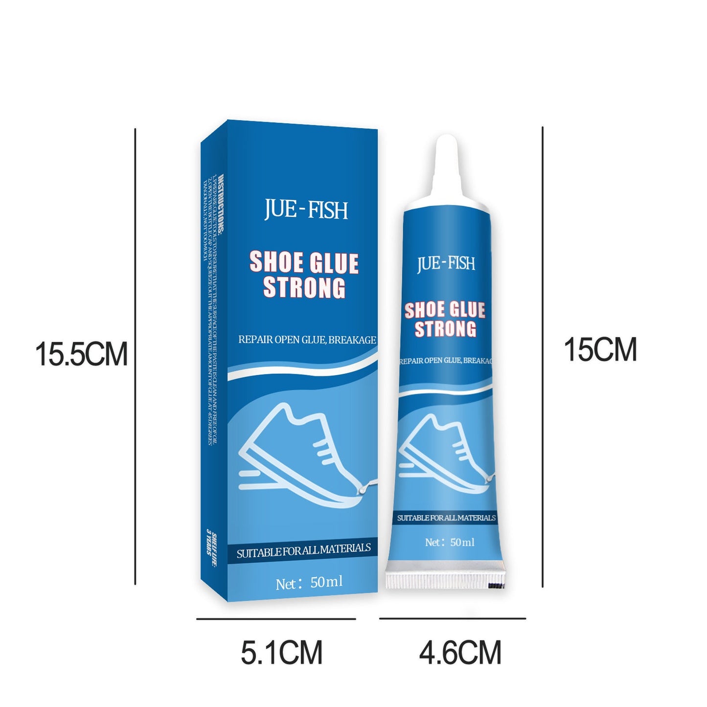 JUE-FISH Strong Shoe Glue Sneakers Leather Shoes Multi-Purpose Waterproof Shoe Repair Leather Shoes Sole Glue Adhesive - Korvel