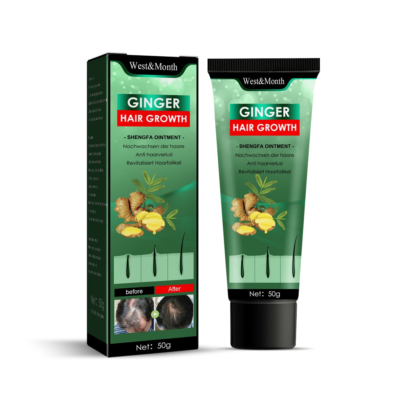 Ginger Hair Growth Ointment, Moisturize And Thicken Hair, Repair Damaged Hair And Prevent Hair Loss Hair Care Cream - Korvel