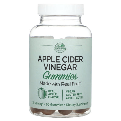 Country Farms Apple Cider Vinegar Gummies, Real Apple, 60 Count