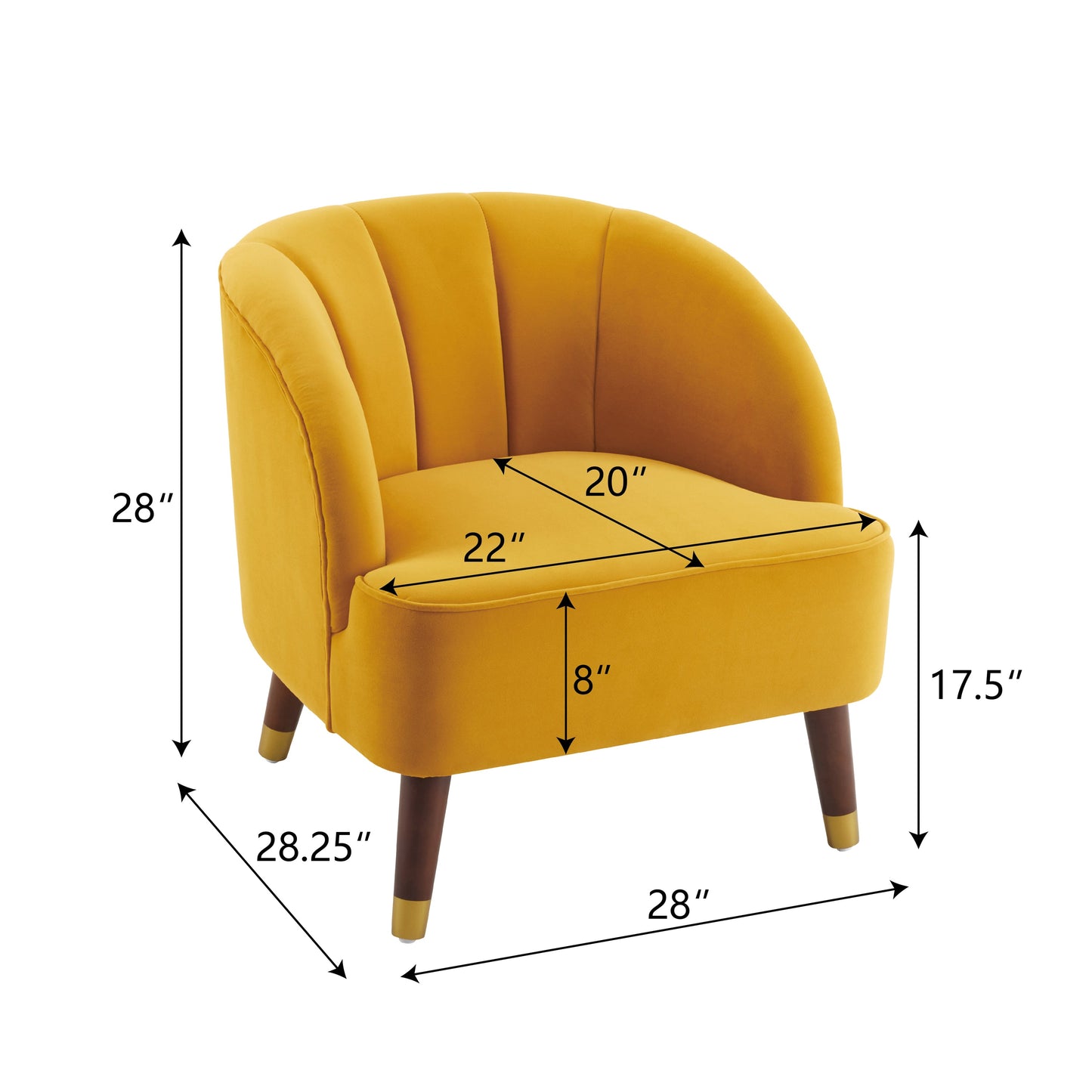 Upholstered Barrel Accent Chair With Wooden Legs - Korvel