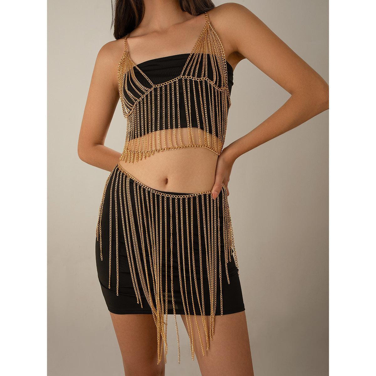 Bijoux de corps en chaîne à franges multi-couches élégants