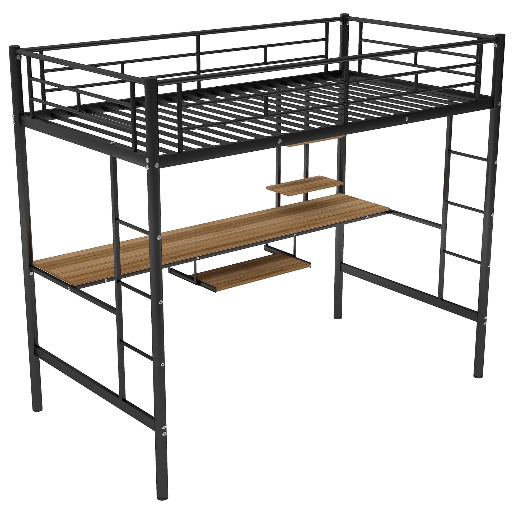 Loft Bed with Desk and Shelf   Space Saving Design Twin - Korvel