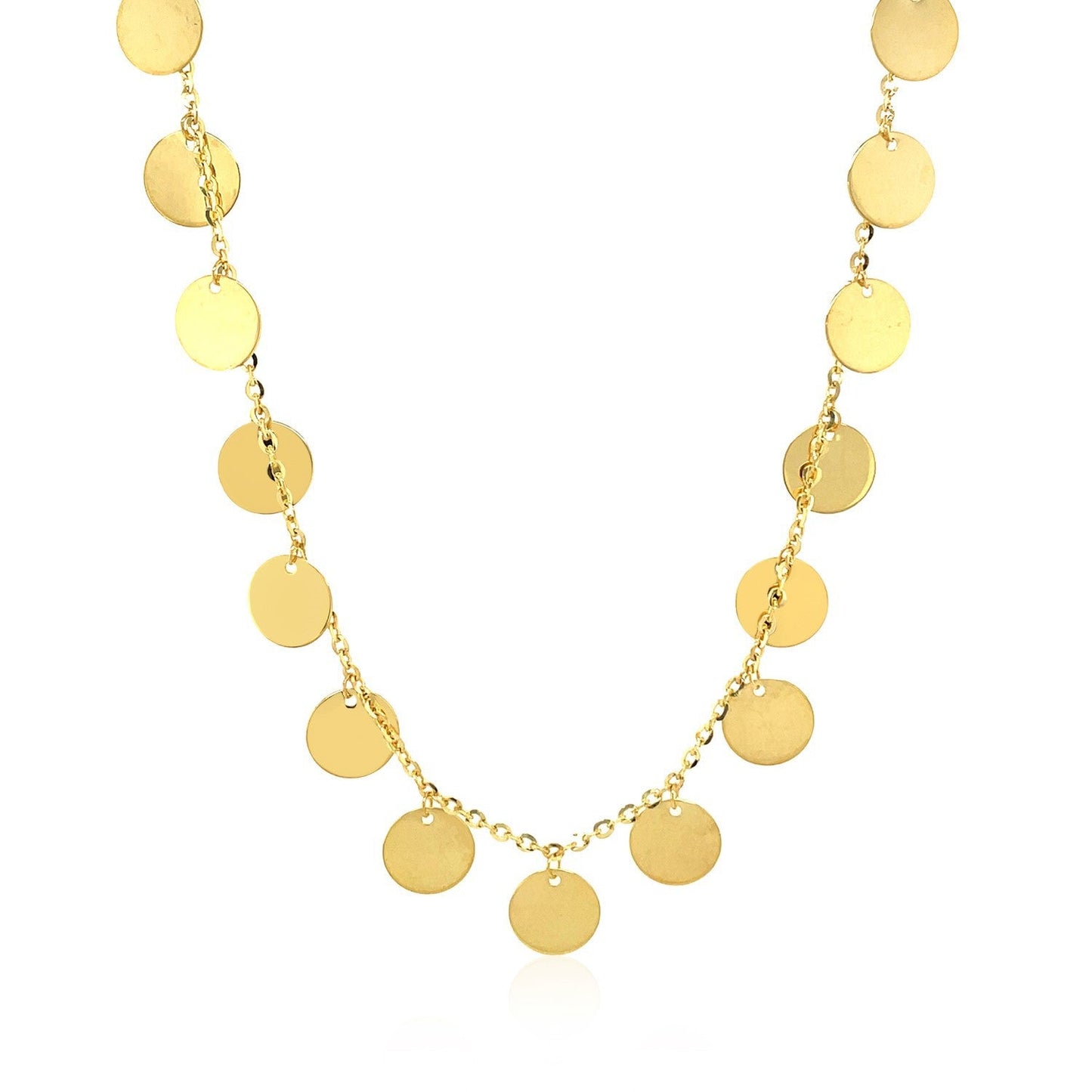 14k Yellow Gold Choker Necklace with Polished Discs