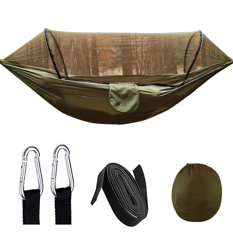 Automatic Quick Opening Mosquito Net Hammock Outdoor Camping Pole Mosquito Net Hammock Anti Roll Nylon Hammock - Korvel