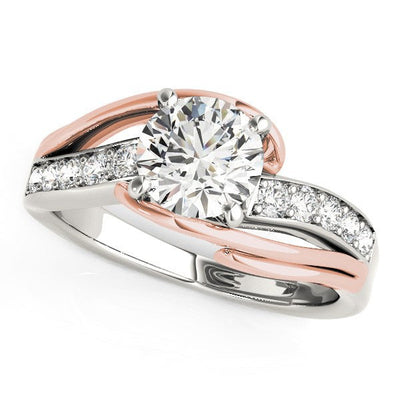 14k White and Rose Gold Bypass Shank Diamond Engagement Ring