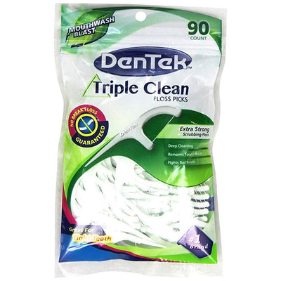 DenTek Advanced Clean Triple Clean Floss Picks, Menthe, 90 Compte