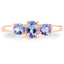 Bague en Tanzanite Plaquée Or Rose 18K en Argent Sterling .925