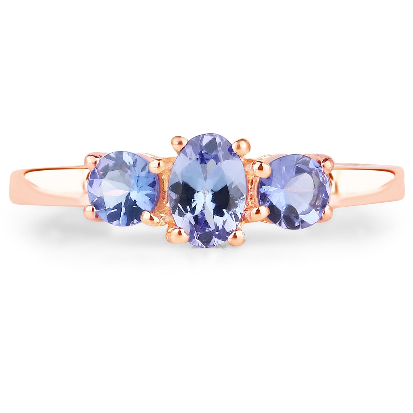 Bague en Tanzanite Plaquée Or Rose 18K en Argent Sterling .925