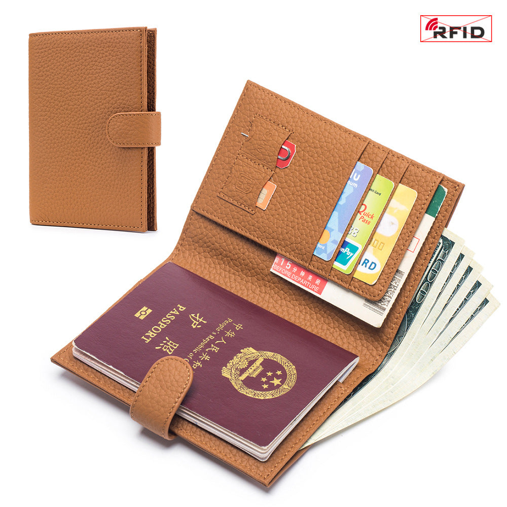 Bolso de Pasaporte Ultra Delgado de Cuero con Protección RFID
