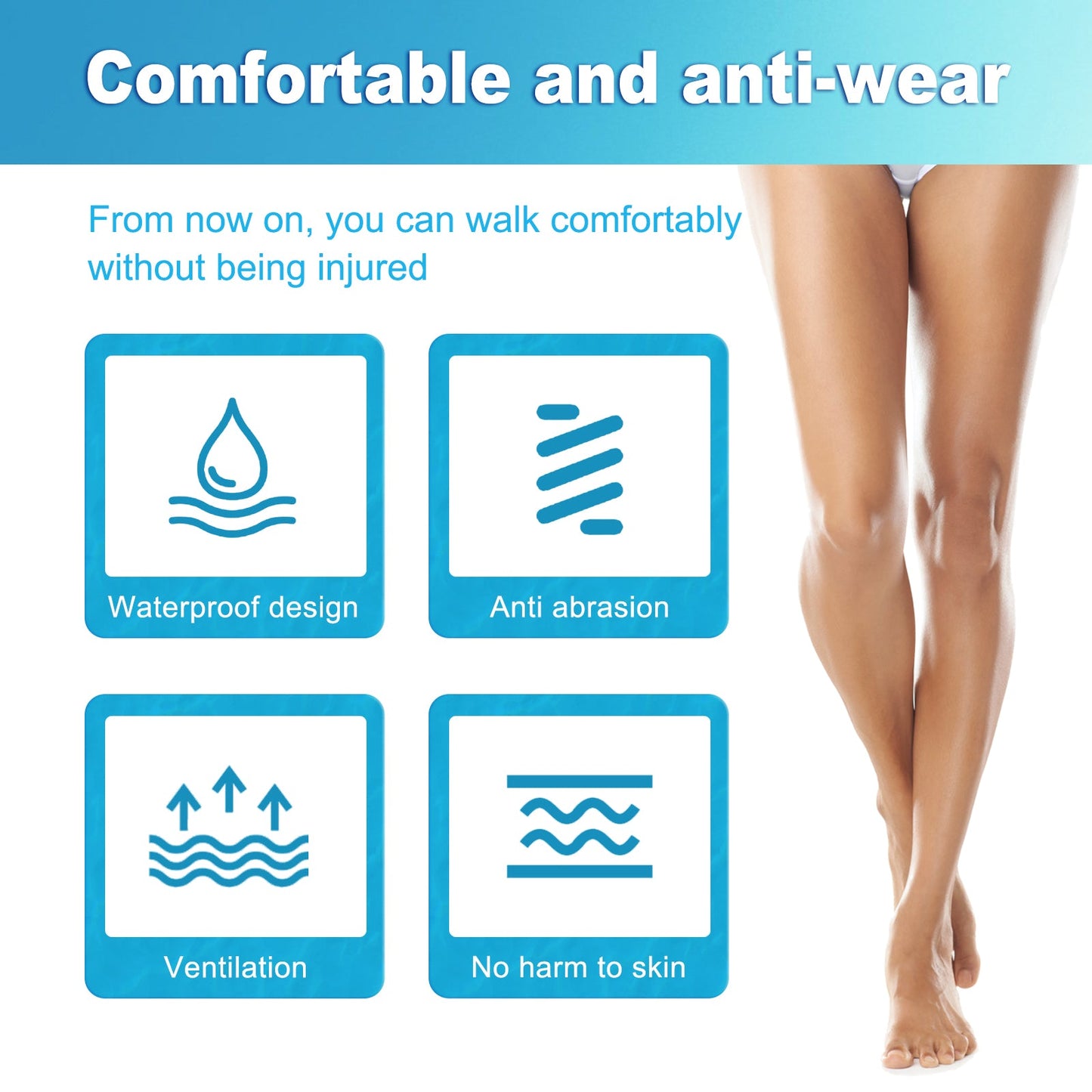 Thigh Anti-Wear Pads, Anti-Friction Invisible Thigh High Elastic Leg Protector Knee Calf Casual Pads - Korvel
