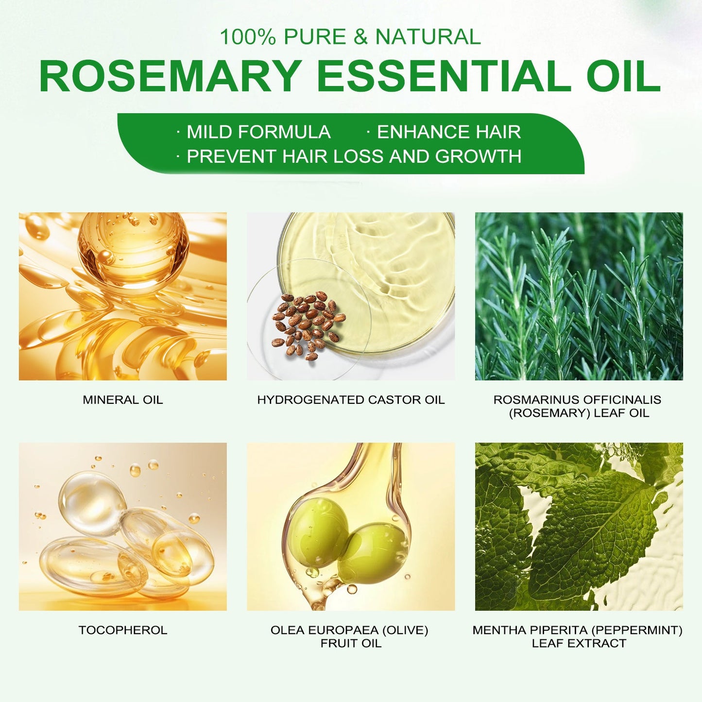 Rosemary Essential Oil Hydrates And Moisturizes Damaged Hair, Strengthens Hair And Softens Hair Care Essential Oil - Korvel