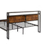 Extra large metal platform bed frame with wooden headboard and footrest, USB LINER, LED lights - Korvel