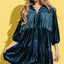 Robe Chemise en Velours Détail Frange